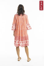 Heidi Layered Dress Frill Sleeve Coral