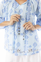 Carla Tassel Top Blue