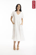Essentials Cotton Gauze Peak Dress white