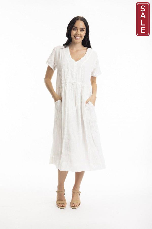 Essentials Cotton Gauze Peak Dress white