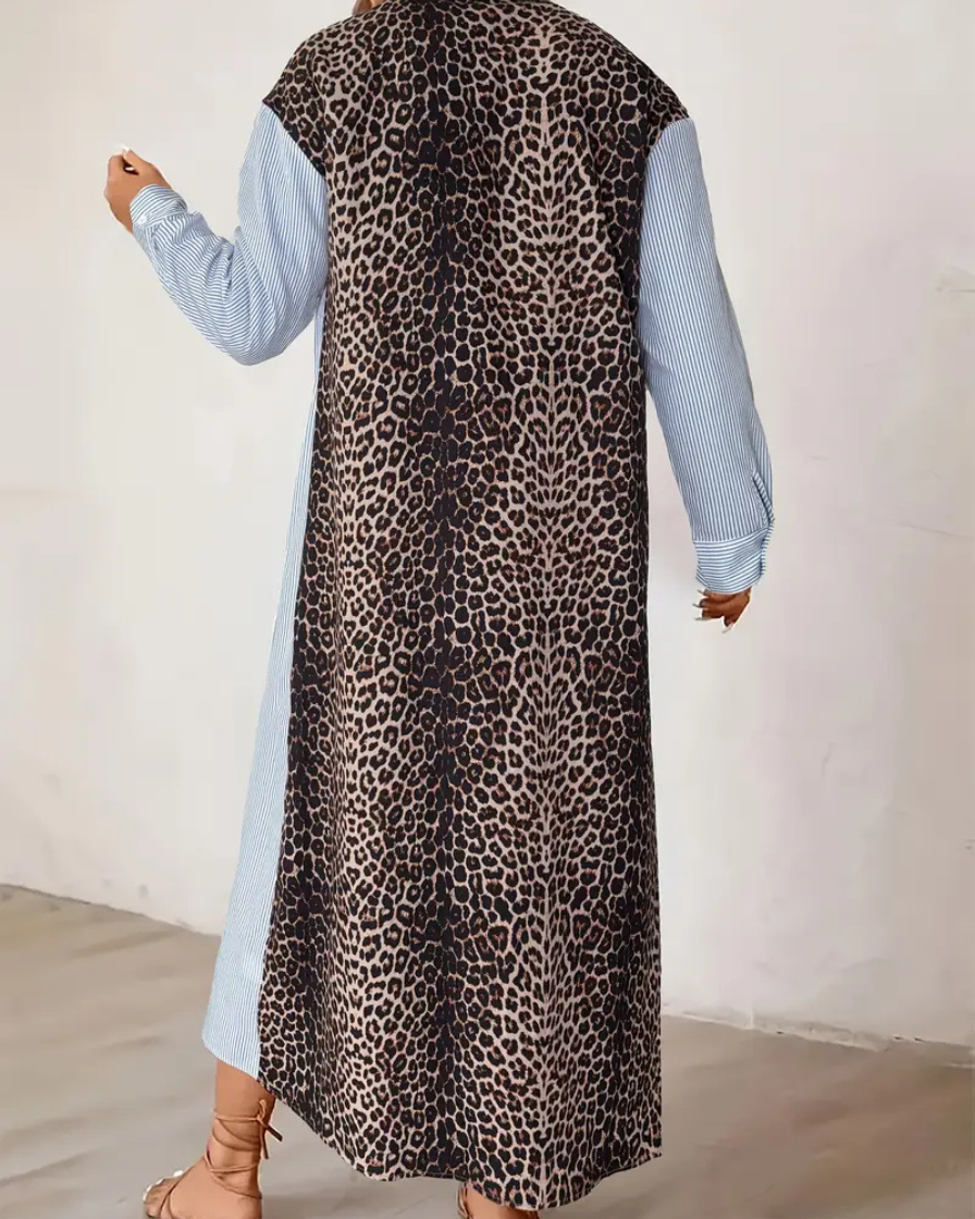 Striped & Leopard Dress Shirt
