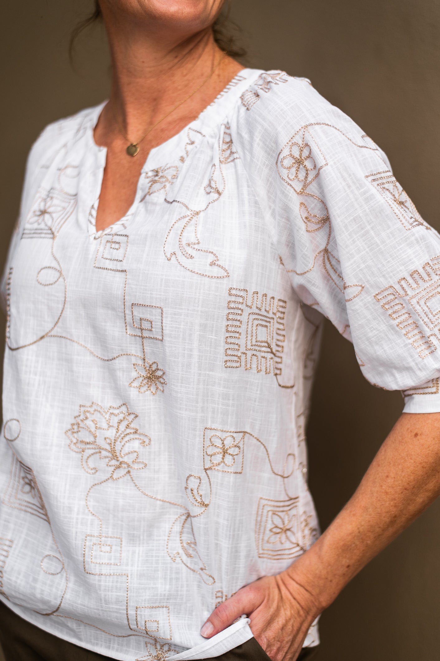 Gold Embroidered Top