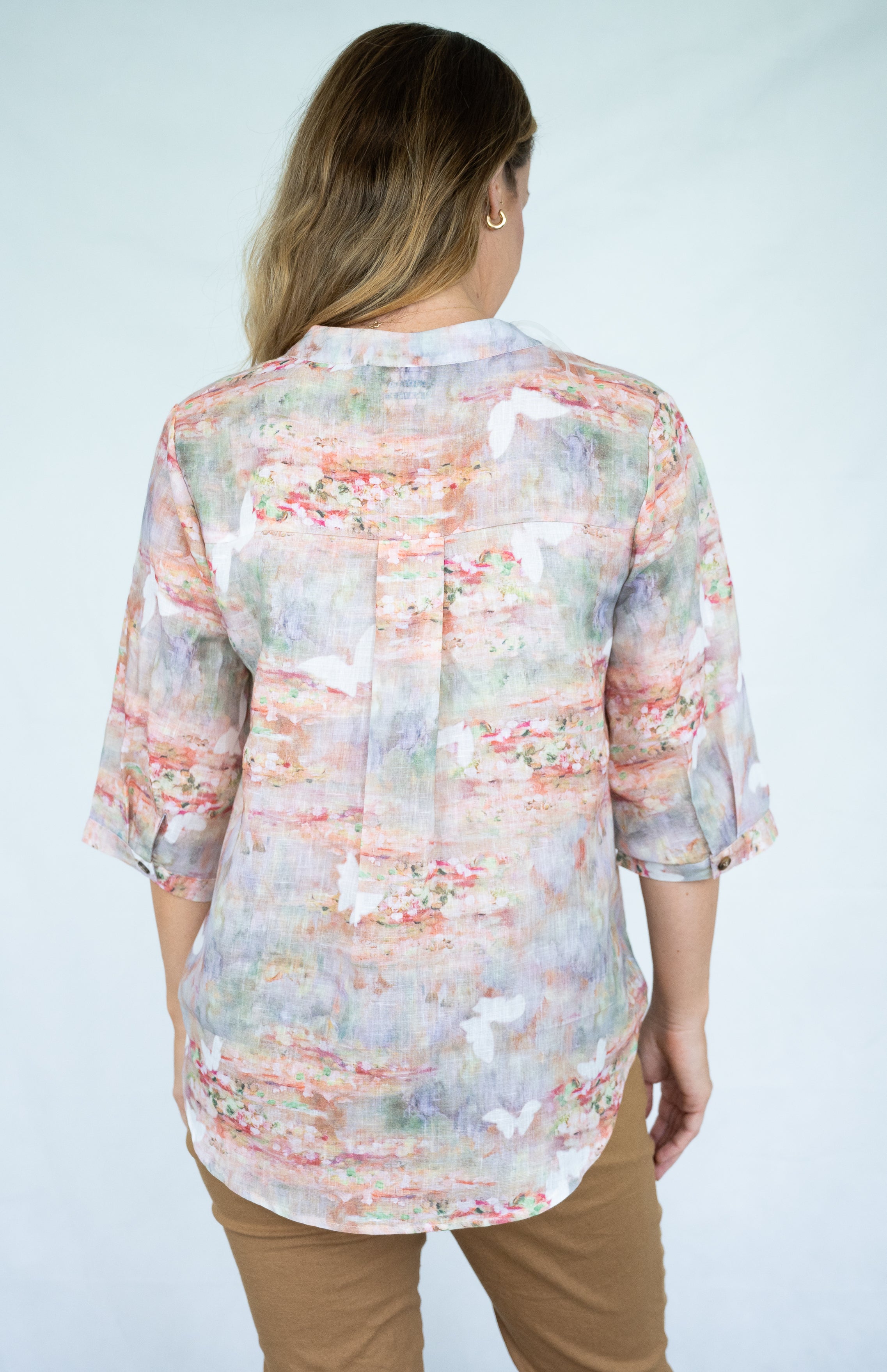 Garden Butterfly Top Beige multi