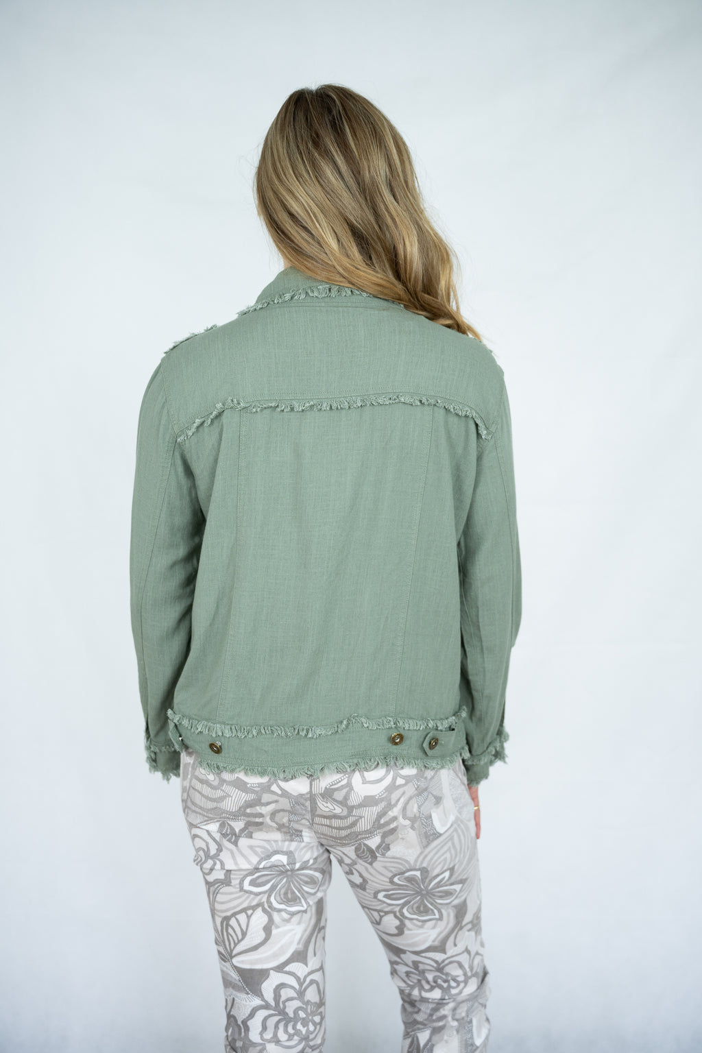 WT Linen Fringe Jacket Khaki
