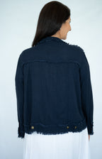 WT Linen Fringe Jacket Navy