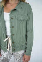 WT Linen Fringe Jacket Khaki