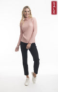 Orientique turtle neck knit soft pink Melange
