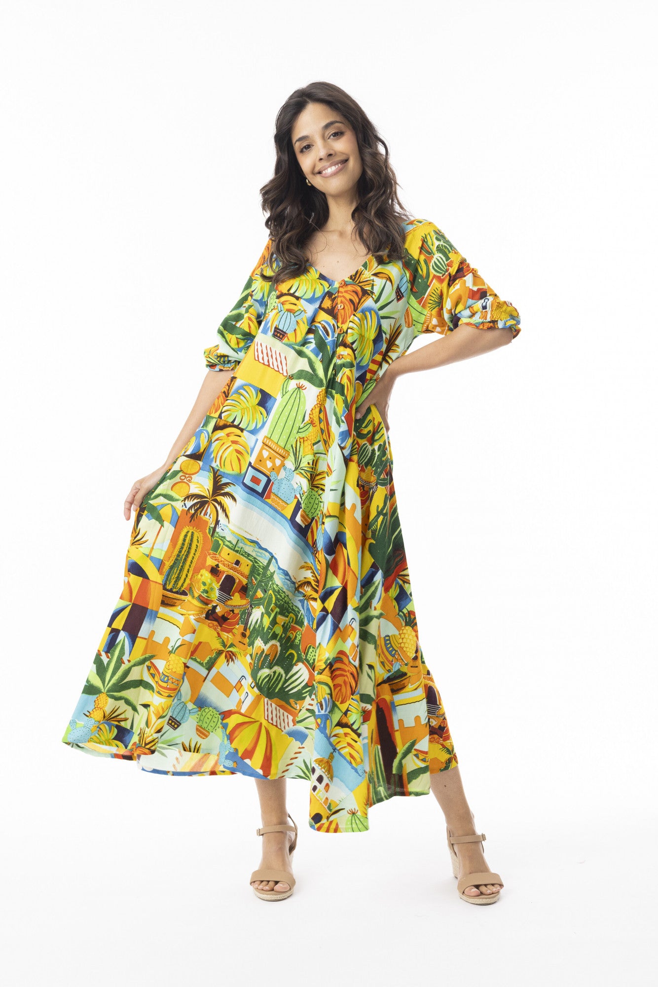 Guatemala V neck Bias Dress