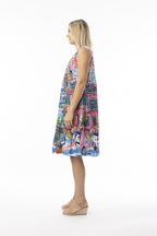 Pleated V Cotton Dress -Scooter