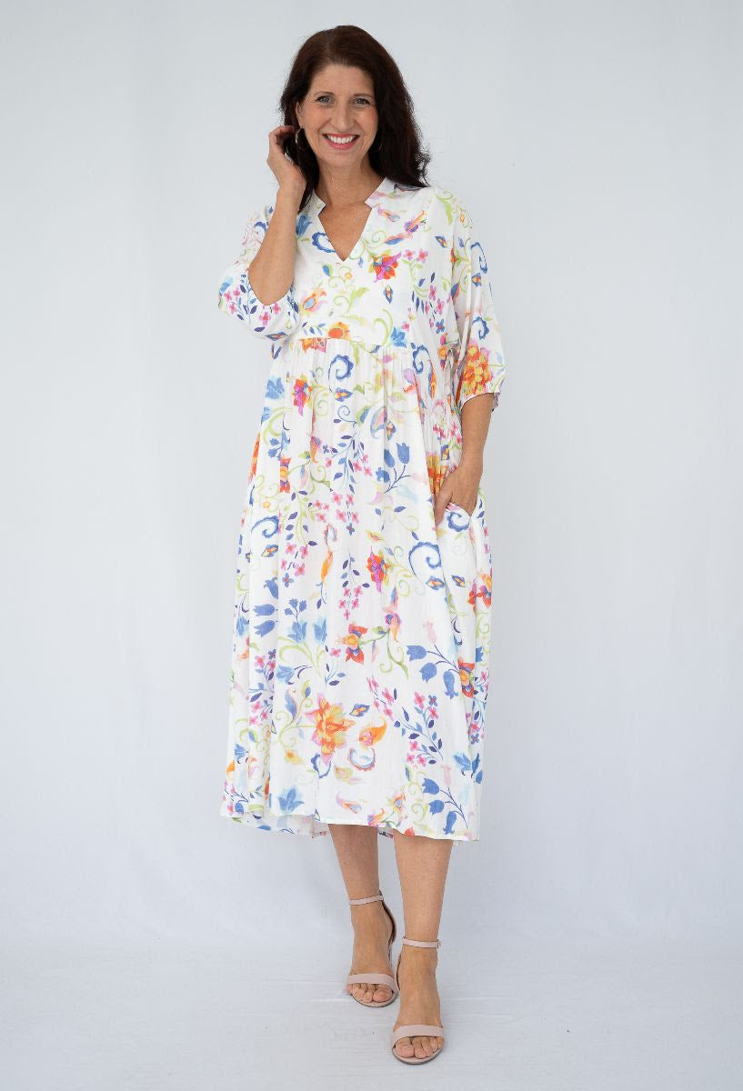 Sri Palm 3 button Dress