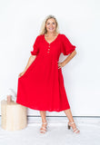 WT Red Peasant Dress