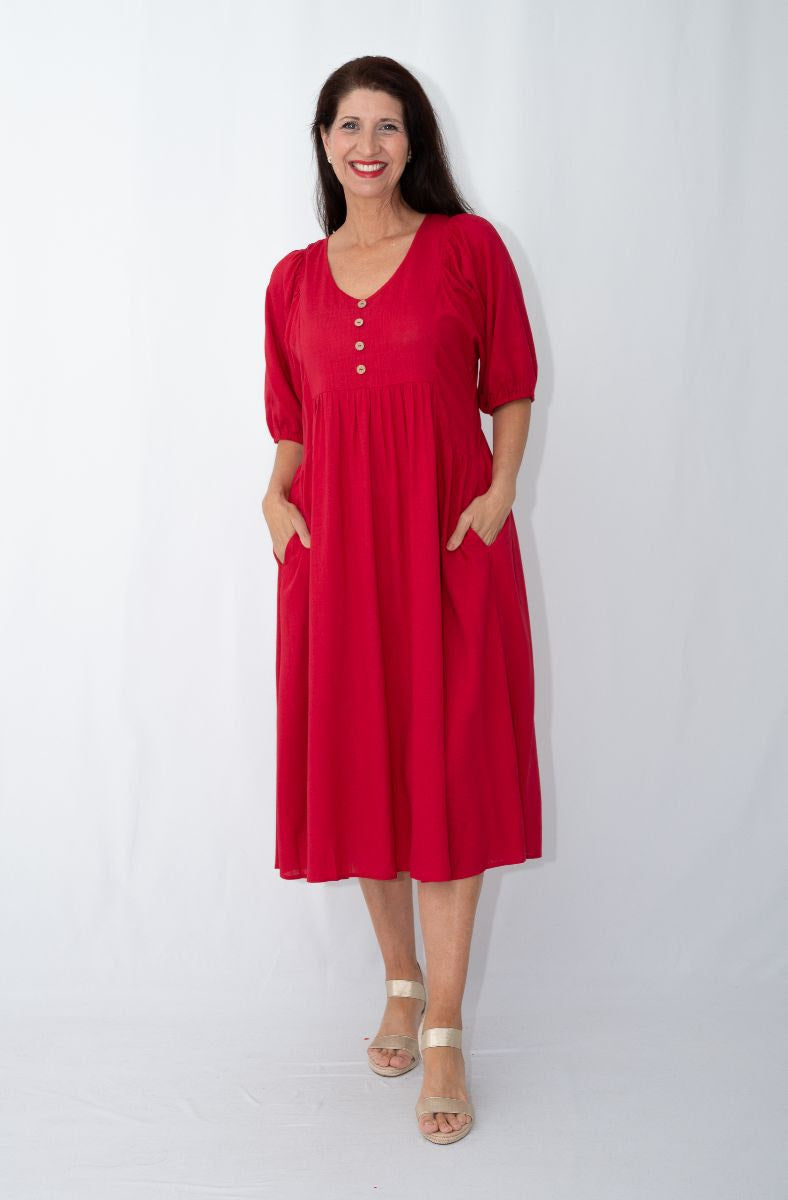 WT Red Peasant dress
