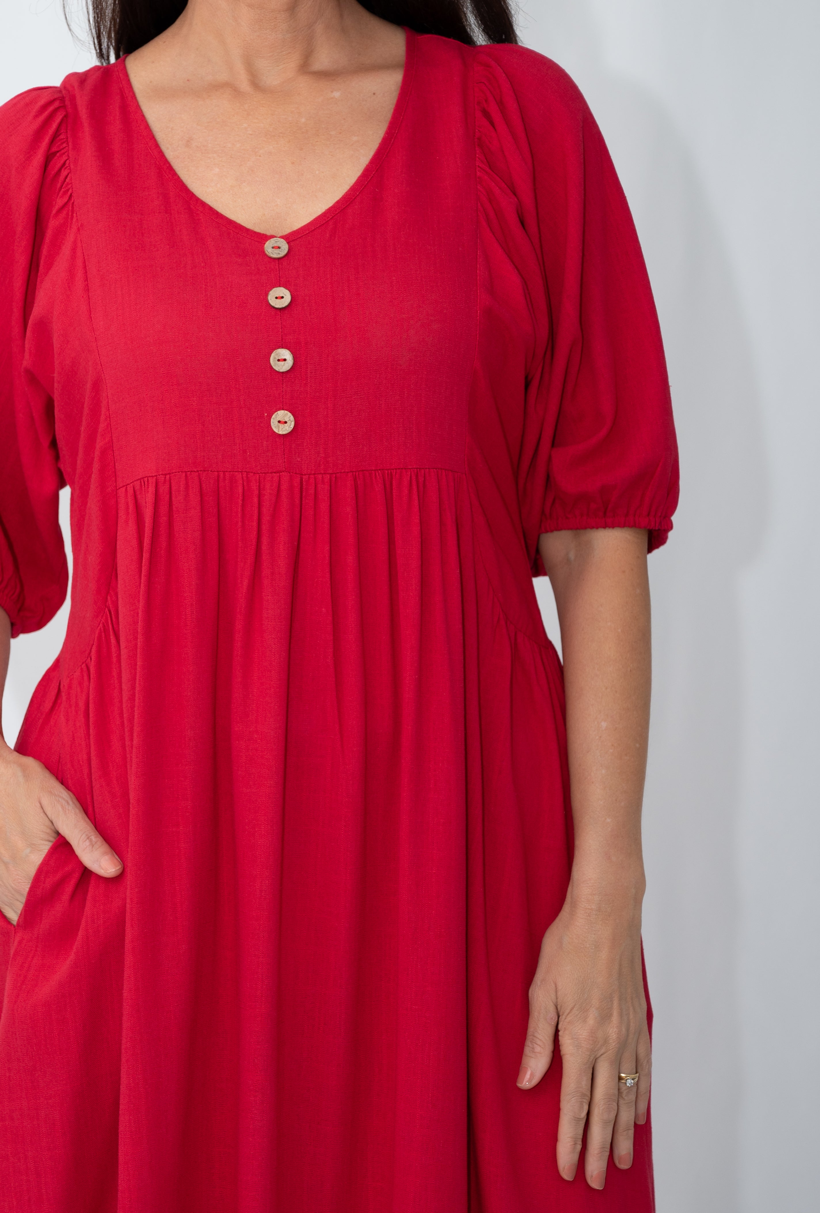 WT Red Peasant dress