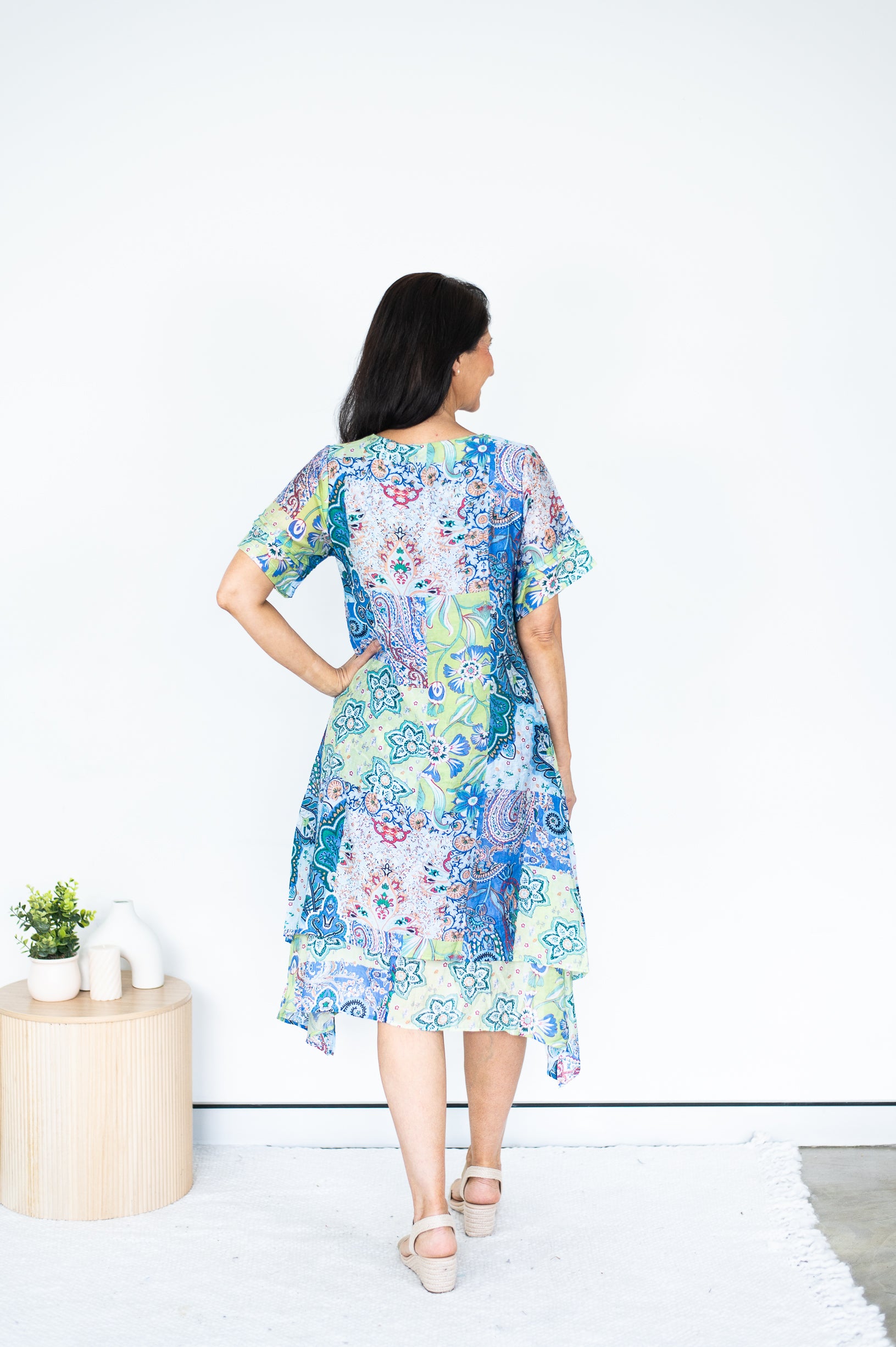 Pavani Abstract V neck Dress