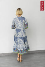 Jungle Split Neck Tiered Dress