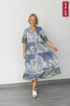 Jungle Split Neck Tiered Dress