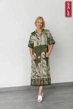 Jungle Split Neck Tiered Dress