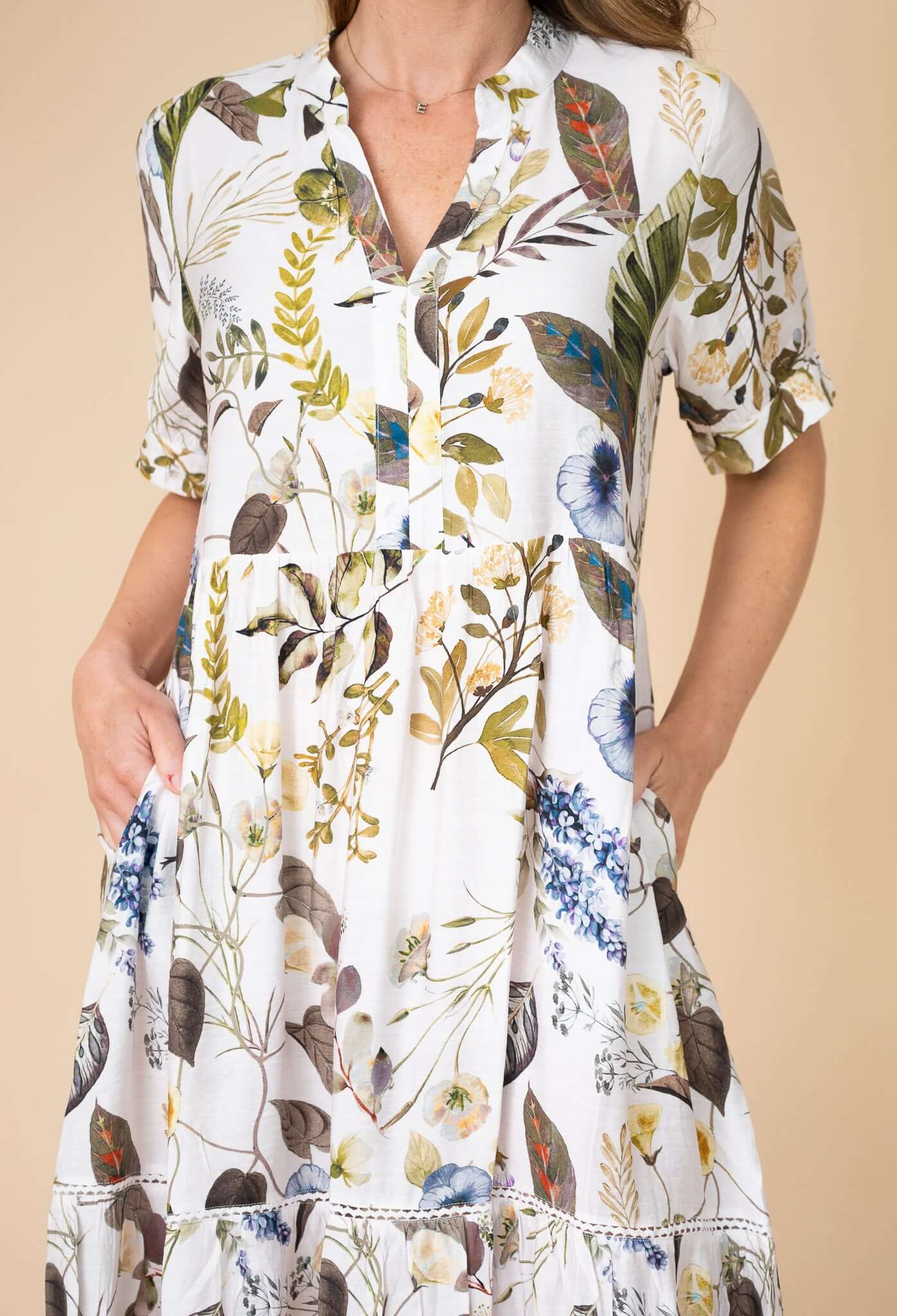 Botanical Tiered Dress Willow tree