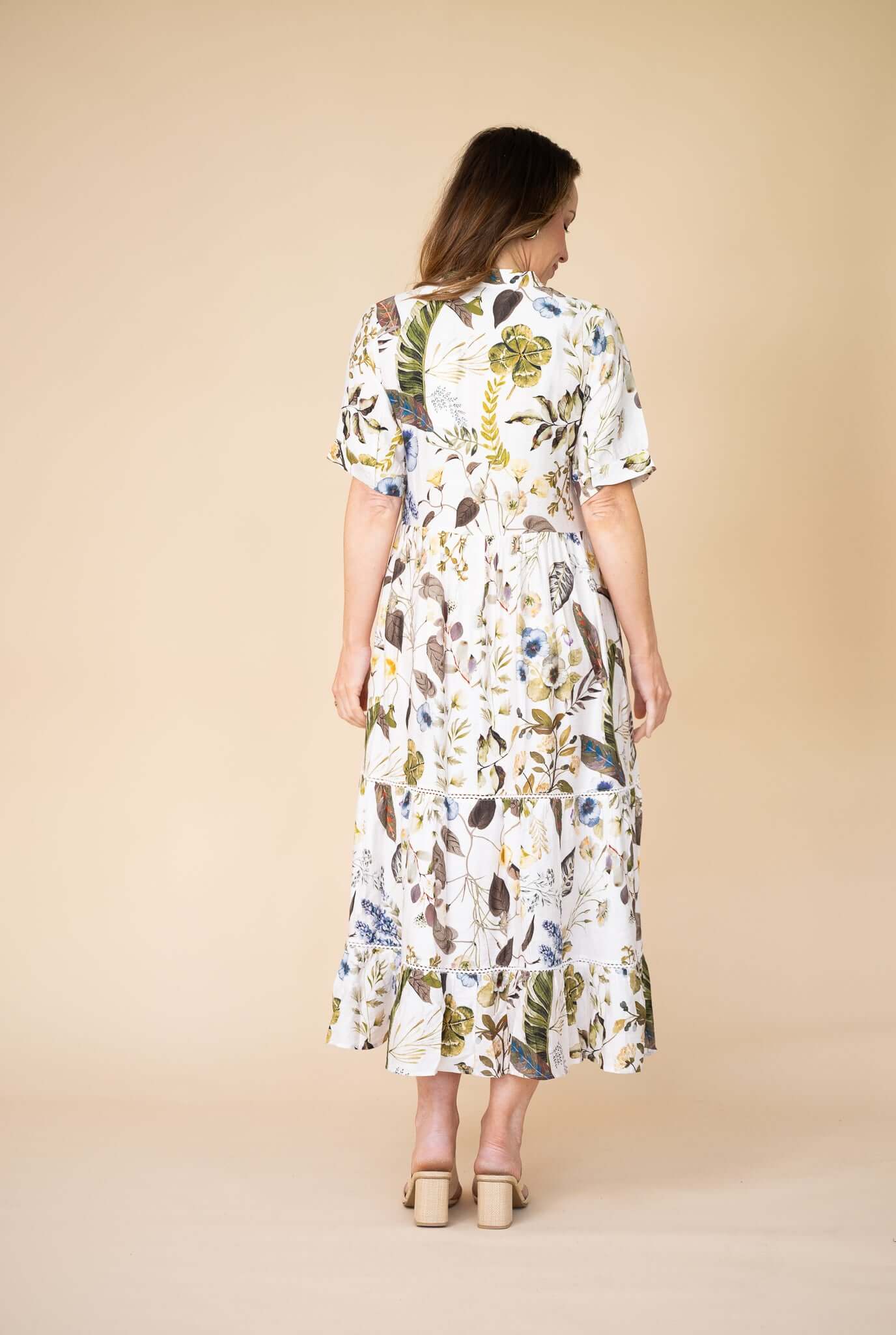 Botanical Tiered Dress Willow tree