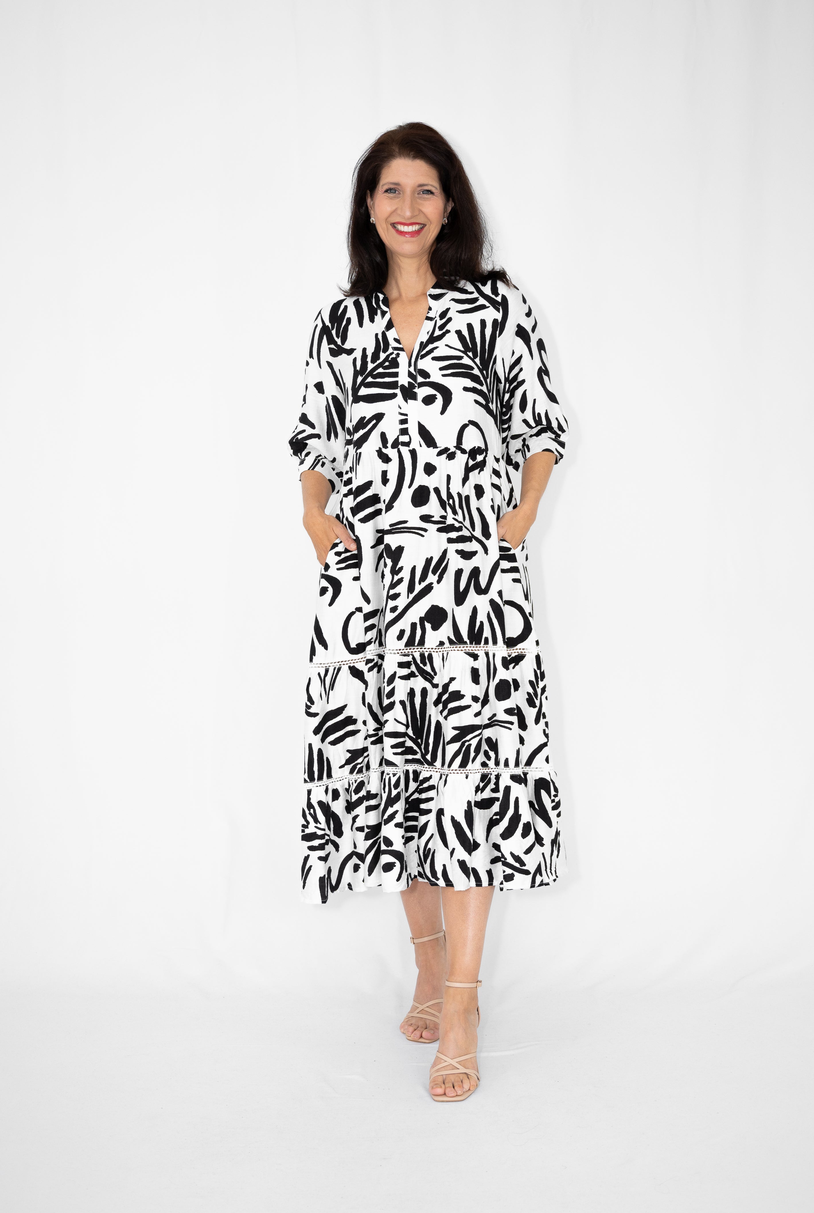 Cora  Dress black / white