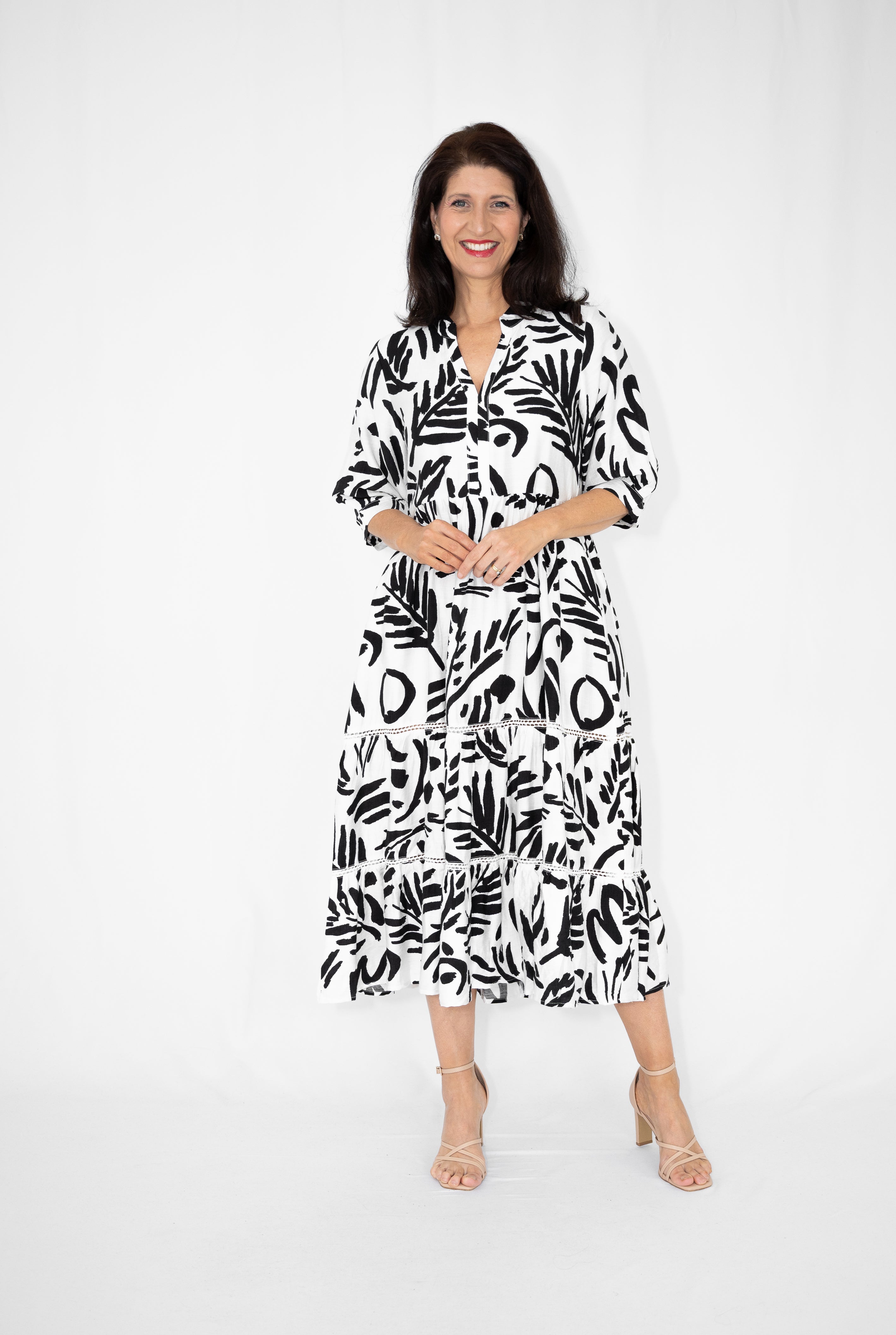 Cora  Dress black / white