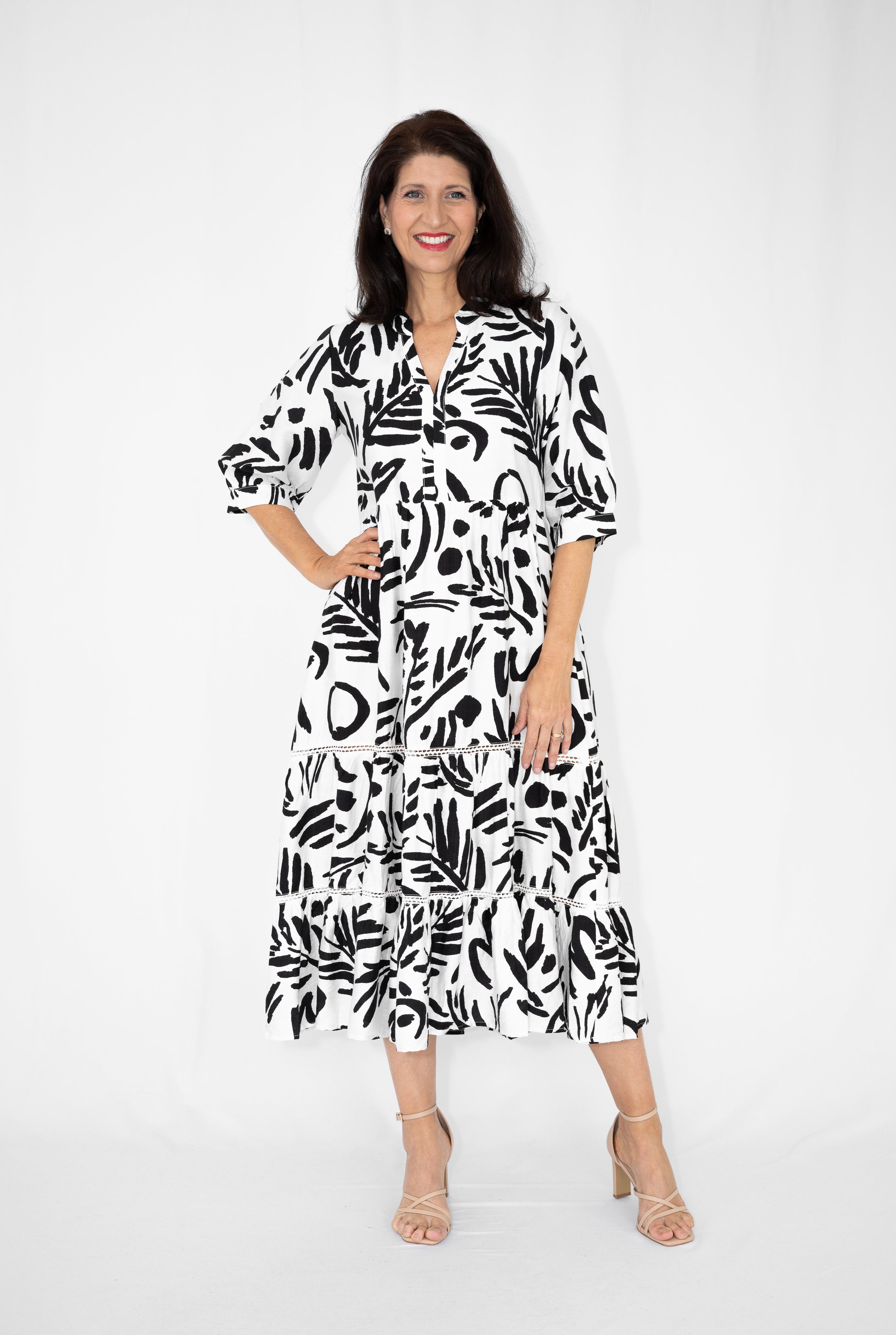 Cora  Dress black / white