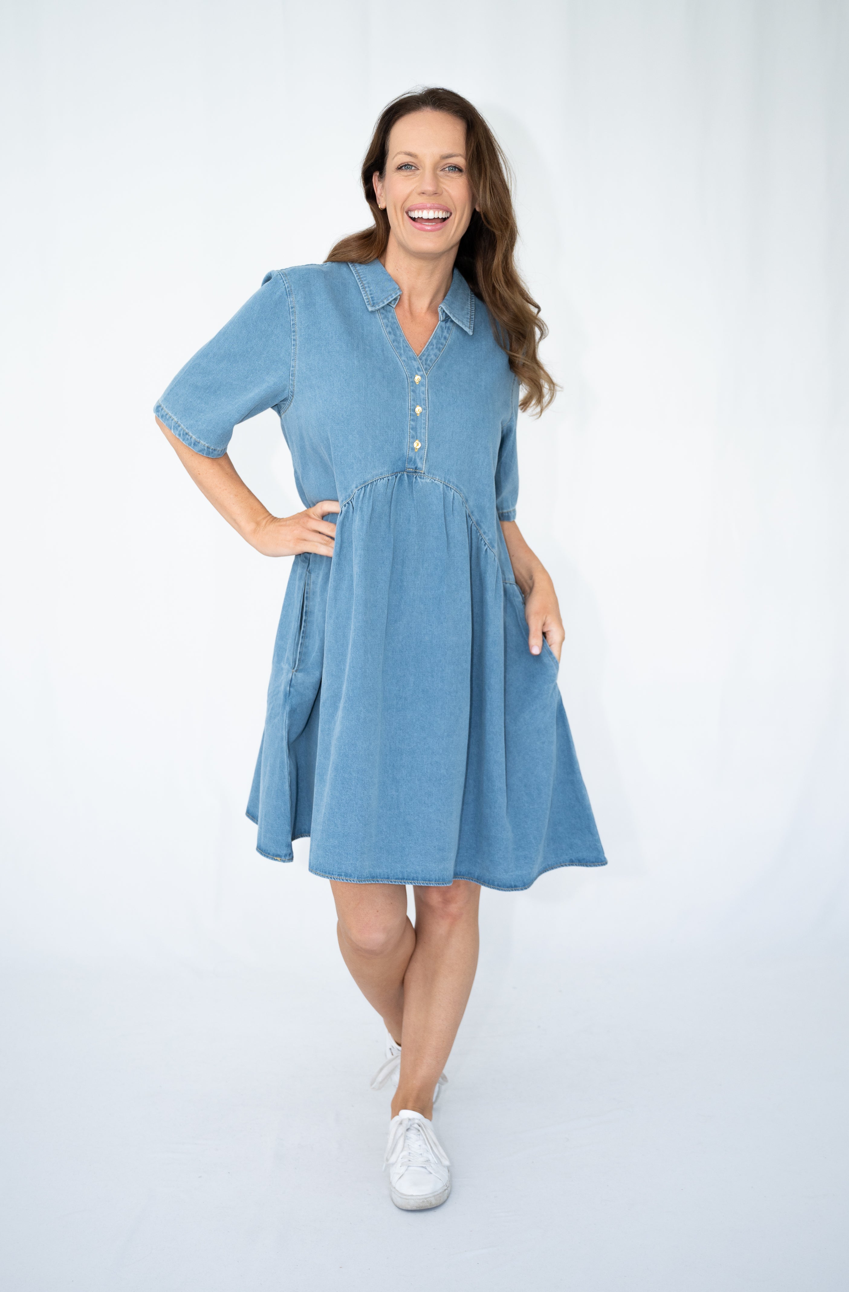 Denim Short Sleeve Dress