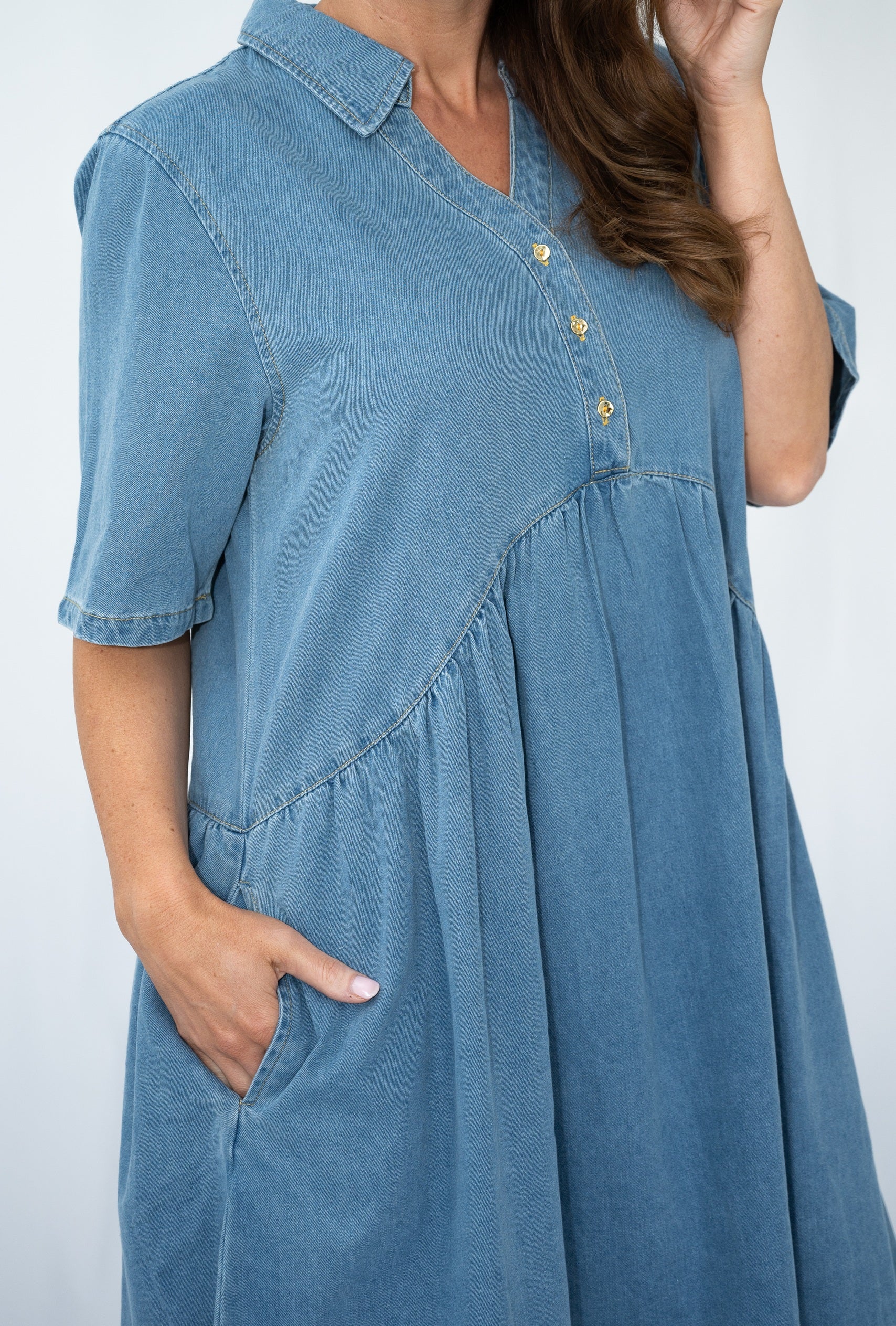 Denim Short Sleeve Dress