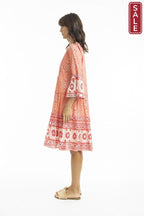 Heidi Layered Dress Frill Sleeve Coral