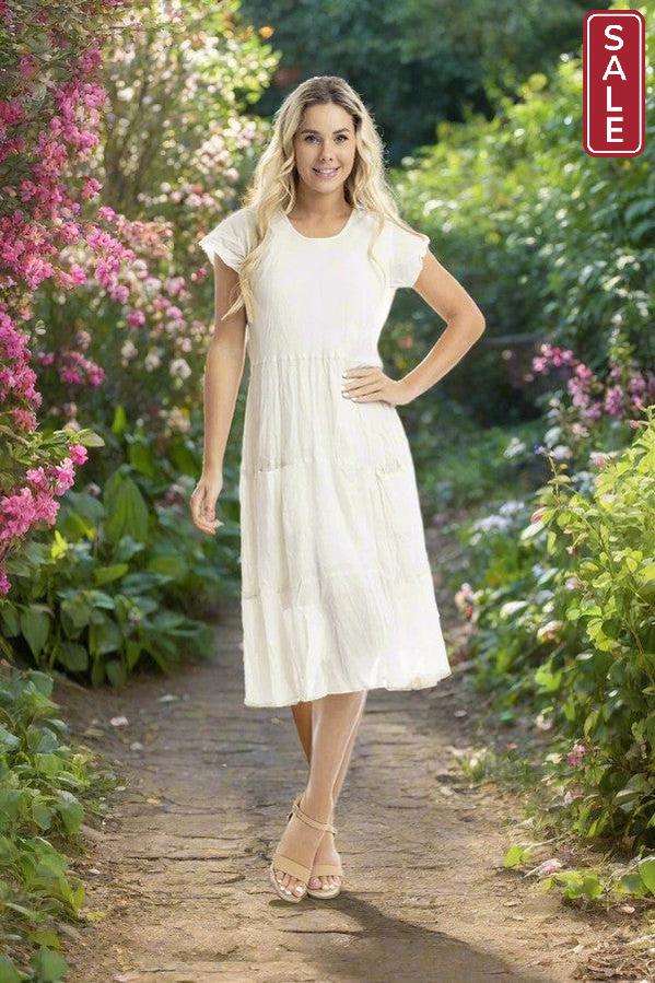 Orientique Dress Essentials Cotton Gauze Bias Pockets Sand