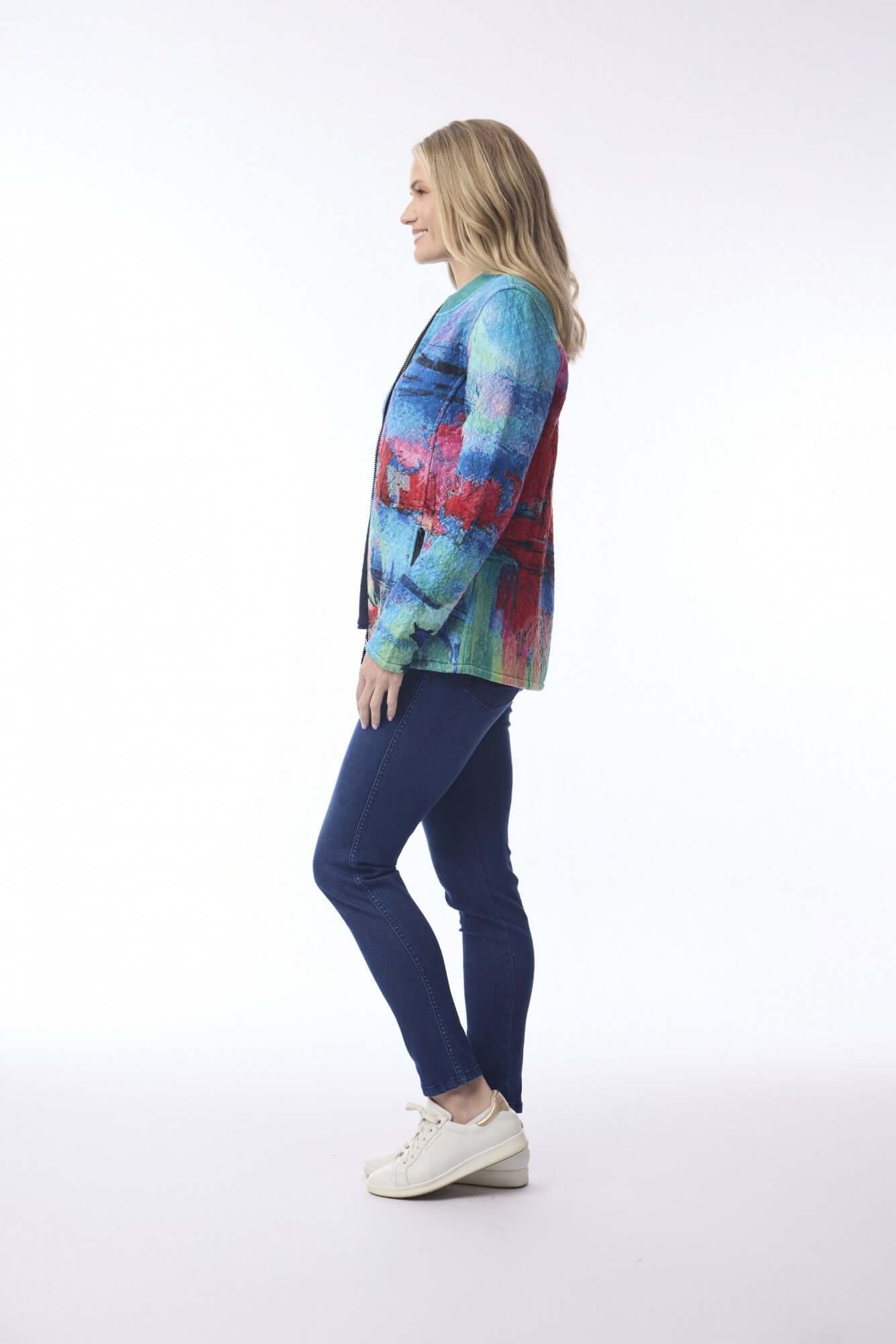 Printed Jacket Zip -Sail Boats Orientique