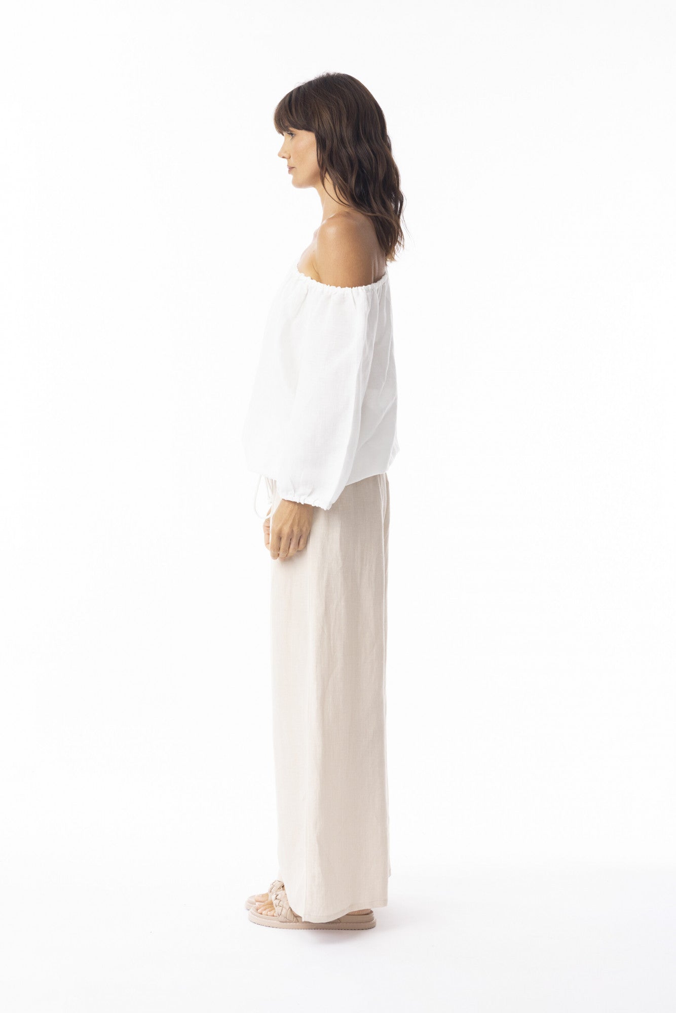 Linen Solid Pant Wide Leg