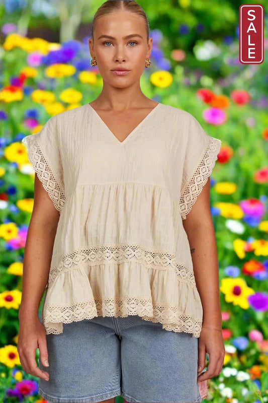 Fleur VNeck Top Canvas