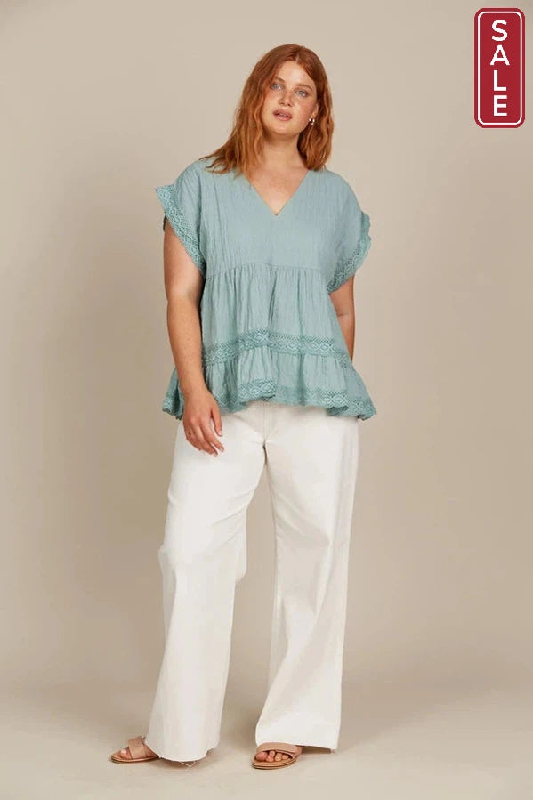 Fleur VNeck Top Seafoam