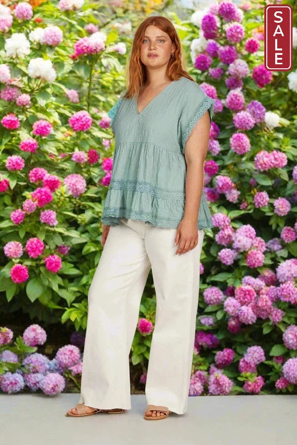 Fleur VNeck Top Seafoam