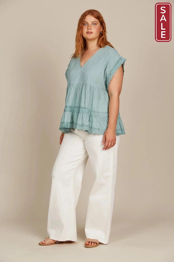 Fleur VNeck Top Seafoam