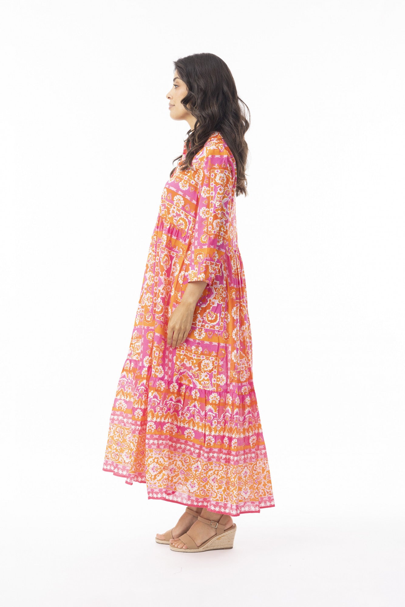 Montevideo Pink Collar  Midi Dress