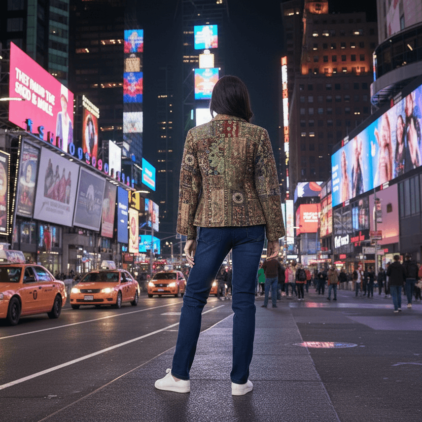 Cropped Digital jacket -Vintage Orientique