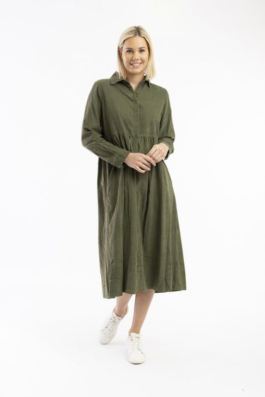 Cord Collar Dress Pine