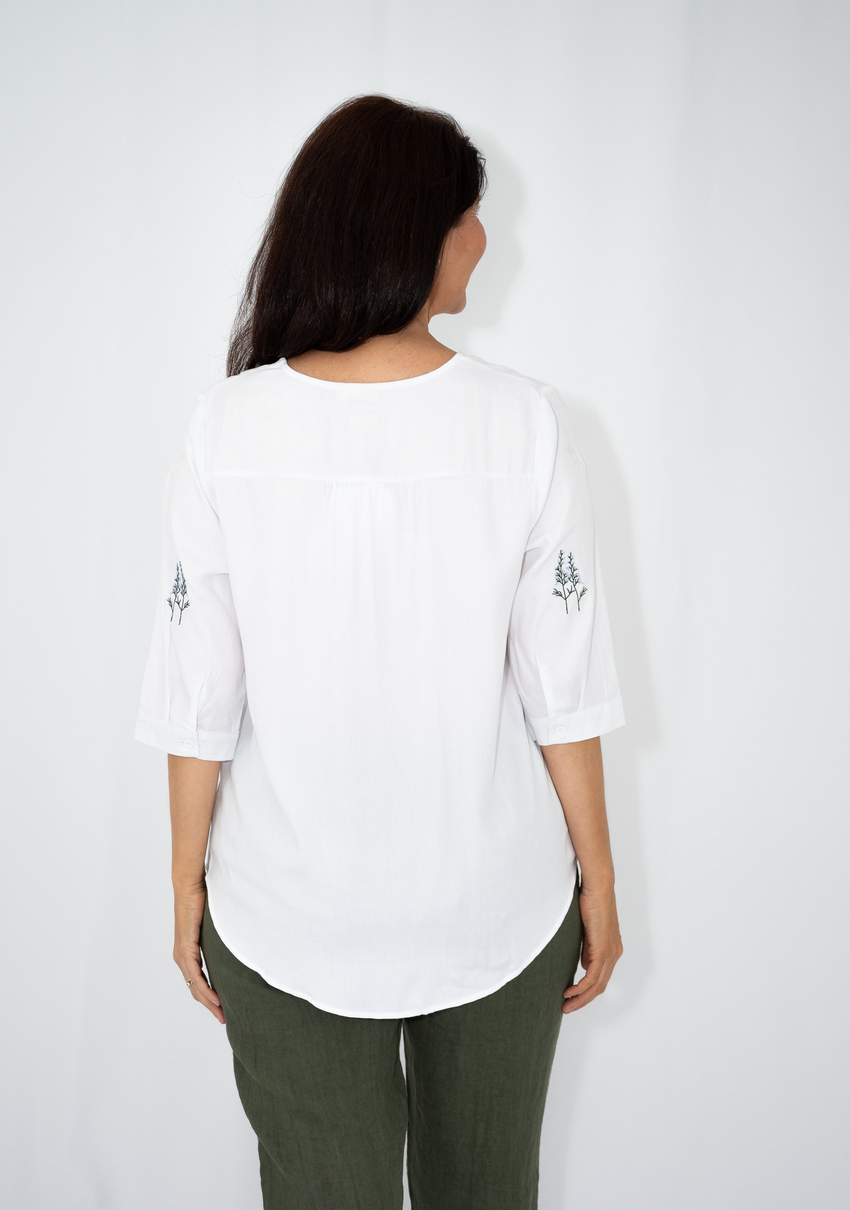 Cotton /Linen floral emb top
