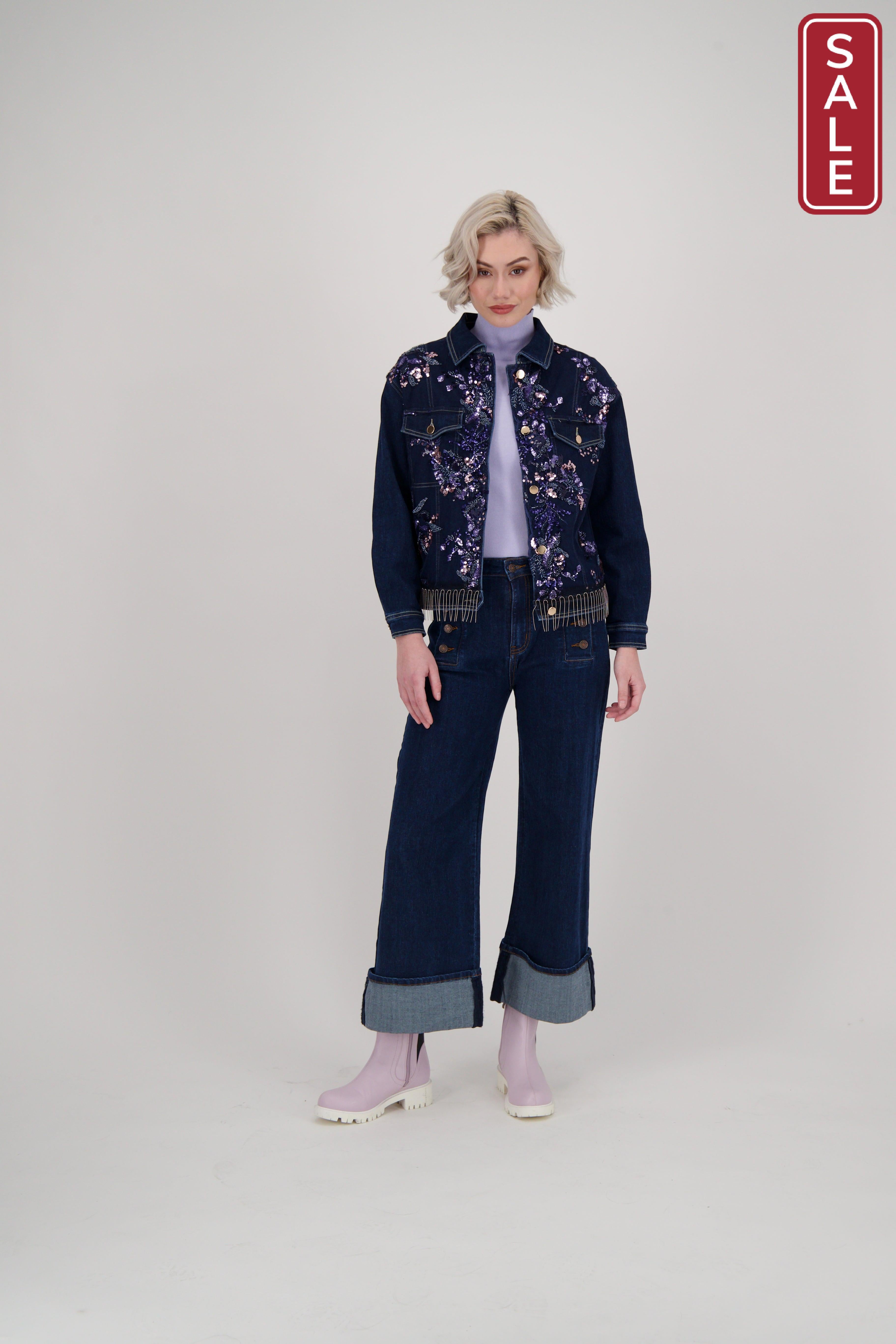 Embroidered Mesh Denim Jacket