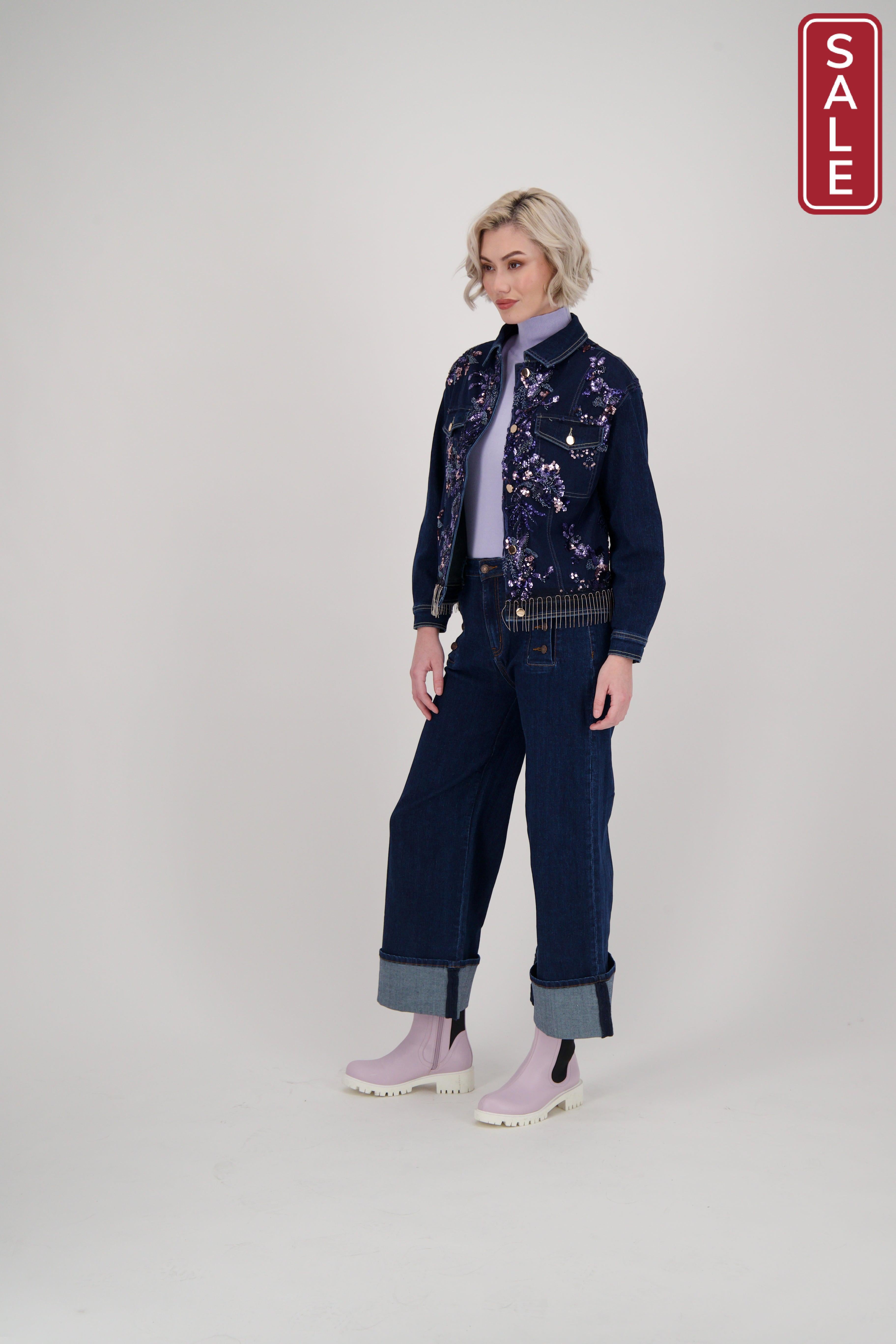 Embroidered Mesh Denim Jacket