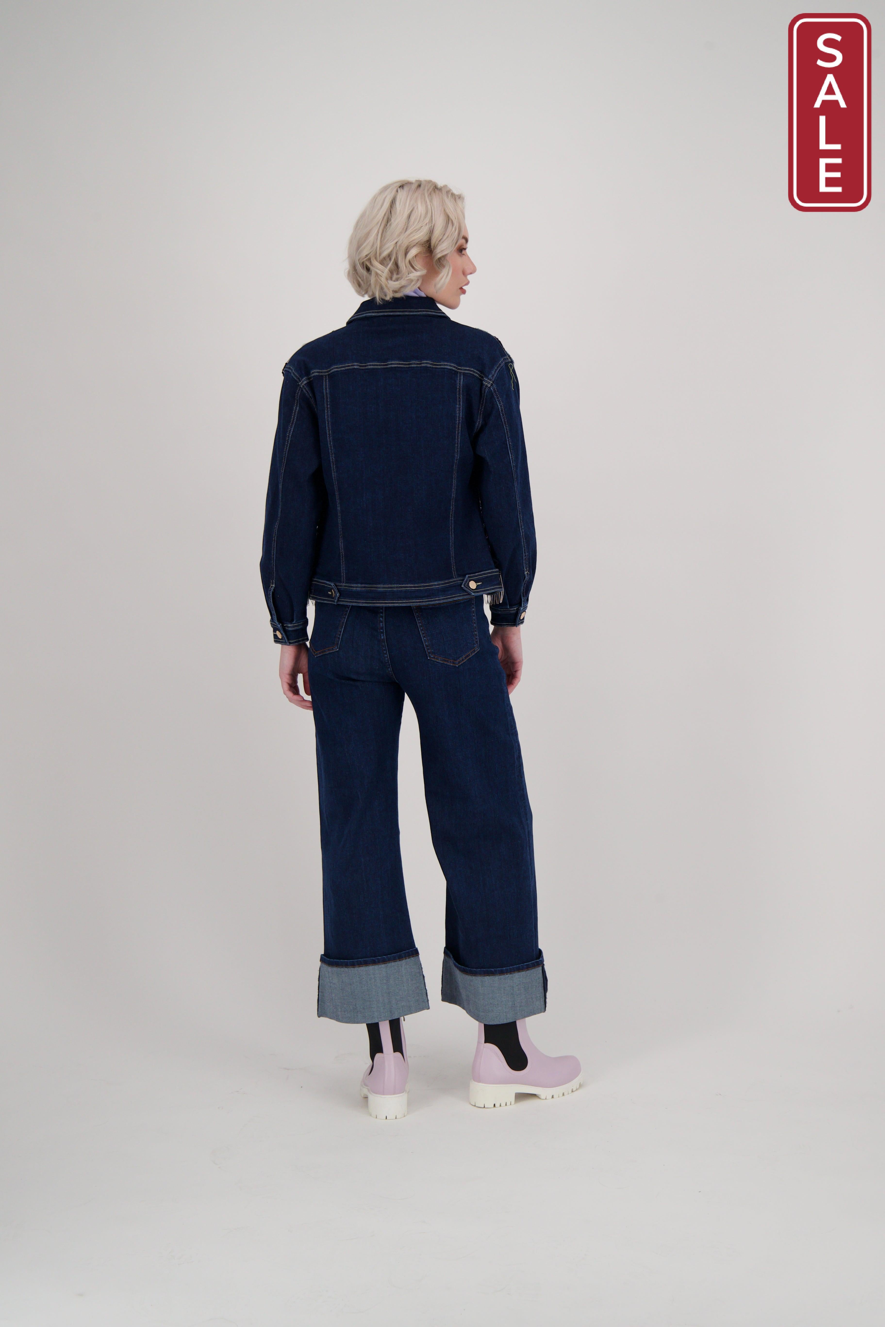 Embroidered Mesh Denim Jacket