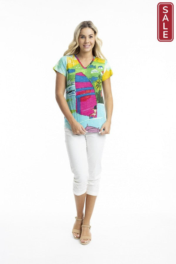 T-Shirt V-Neck Carabean
