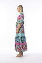 Selaron Dress V Neckline Maxi Layers