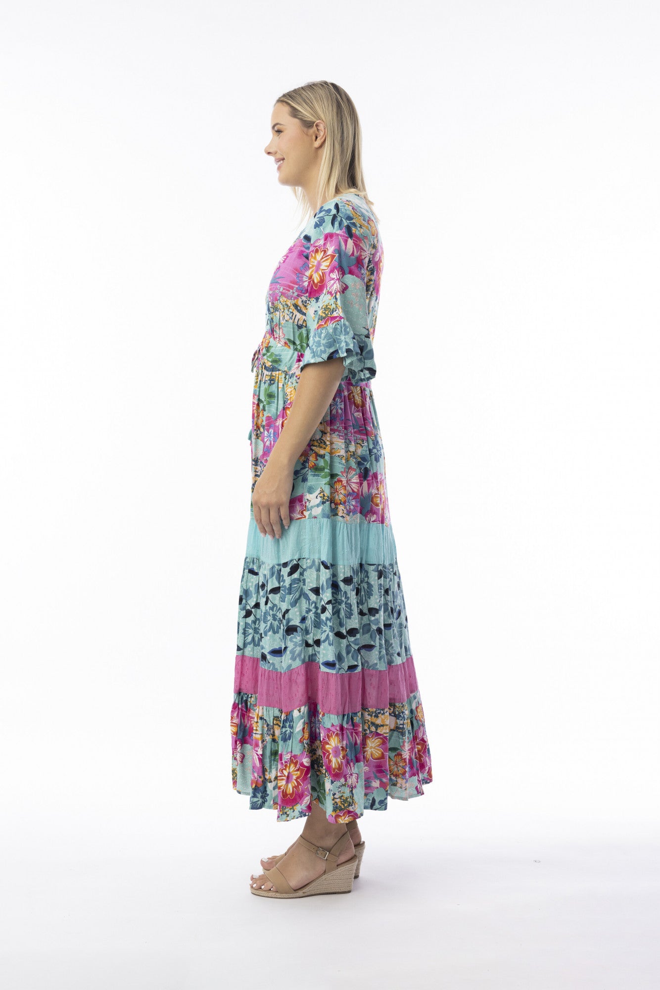 Selaron Dress V Neckline Maxi Layers