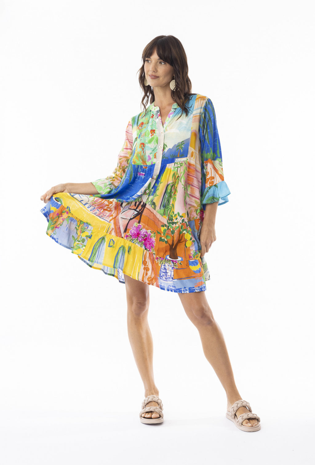 Sardinia Layers Frill Sleeve Dress