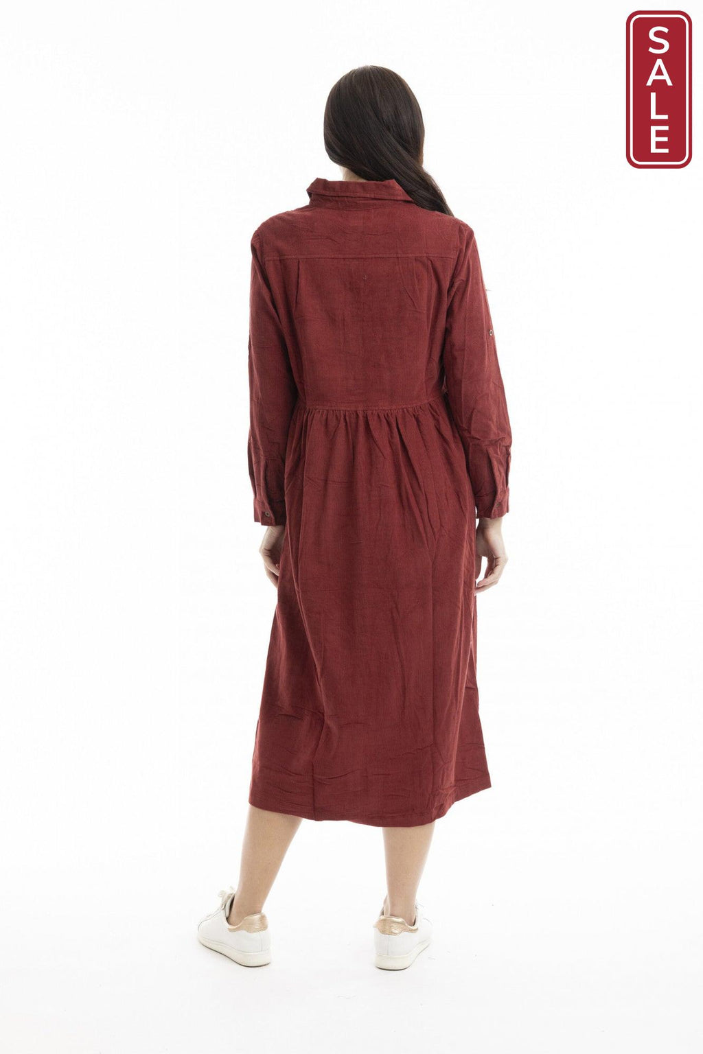 Cord Collar Dress Rust
