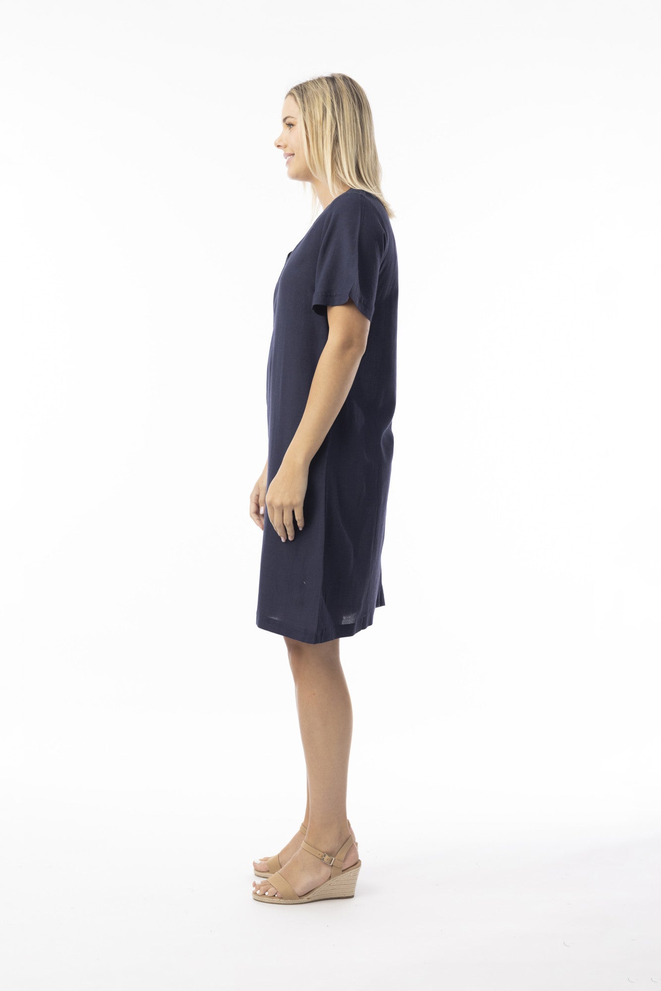 Linen Essentials Shift Dress navy
