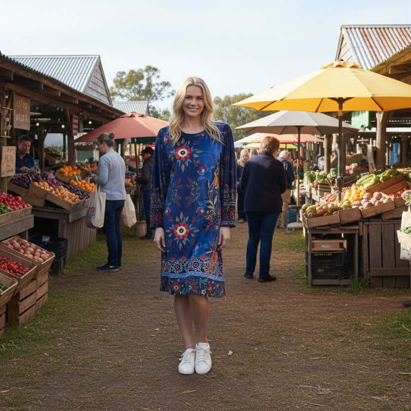 Orientique Embroidery Crew Neck Dress Orientique